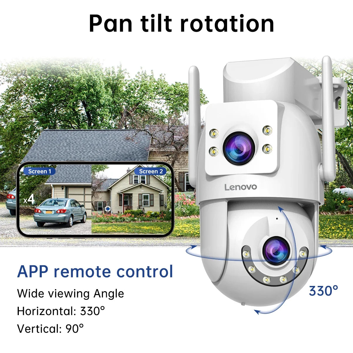 Caméra De Surveillance Extérieure WiFi Double Objectif 4K PTZ