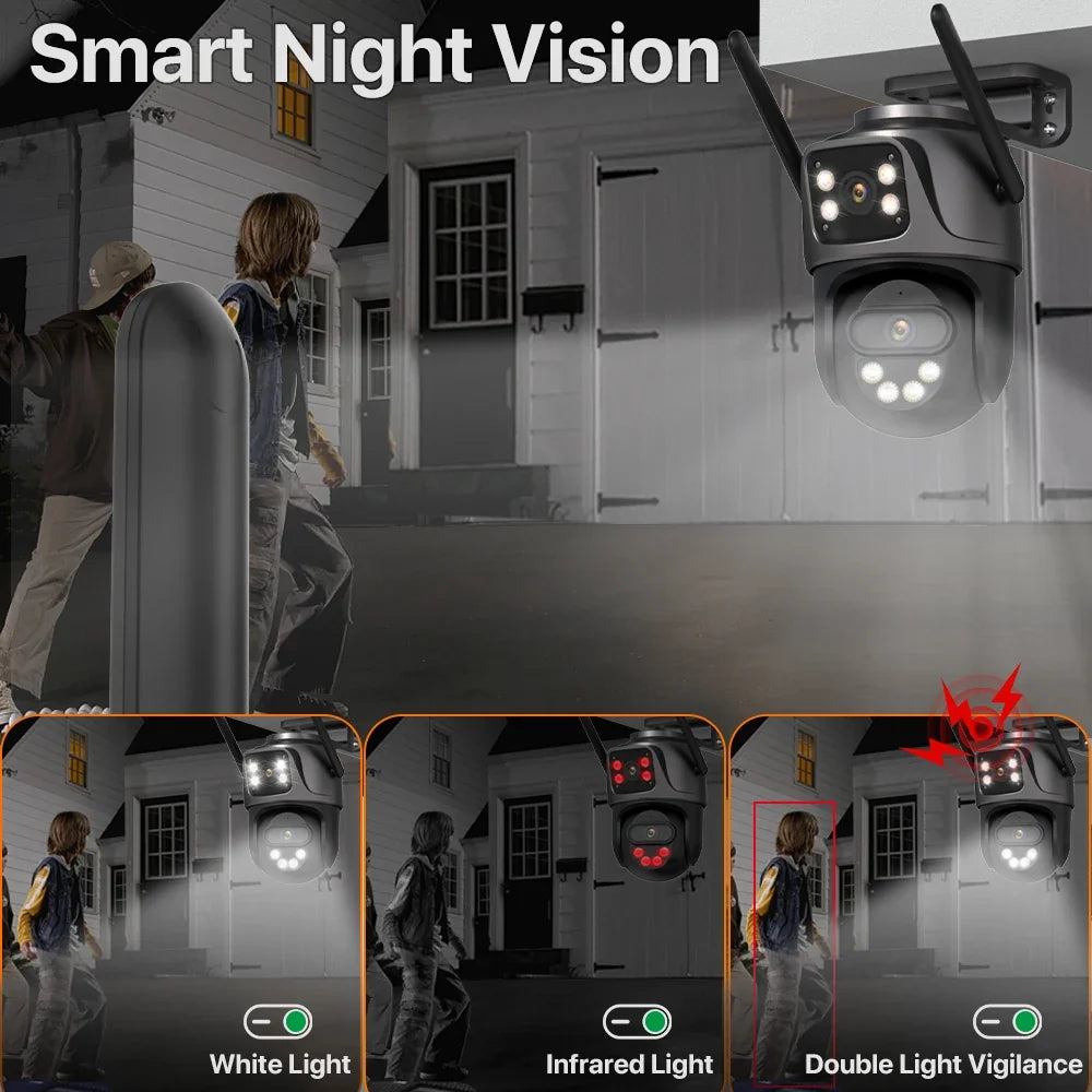 Caméra IP WiFi Extérieure 4K à Triple Objectif PTZ